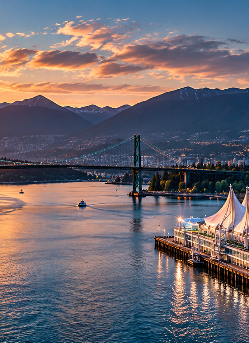 Vancouver skyline at sunset