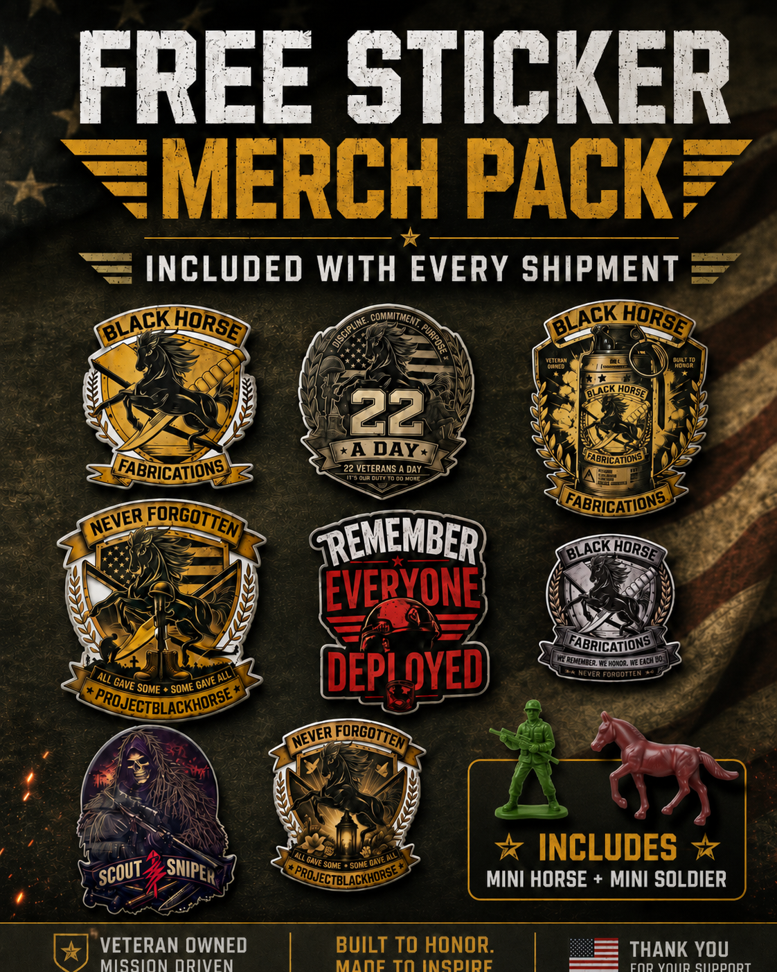 Free sticker merch pack included with every shipment
