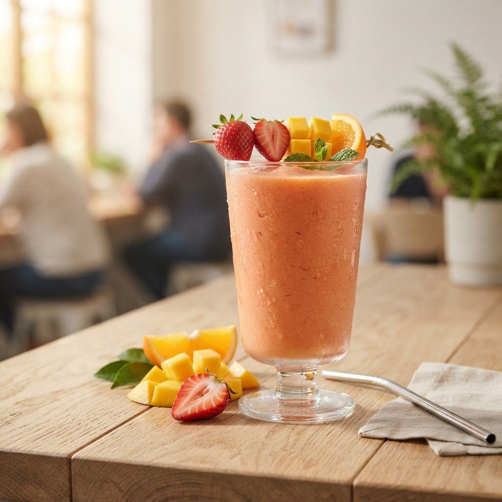 Mango, fresa y naranja