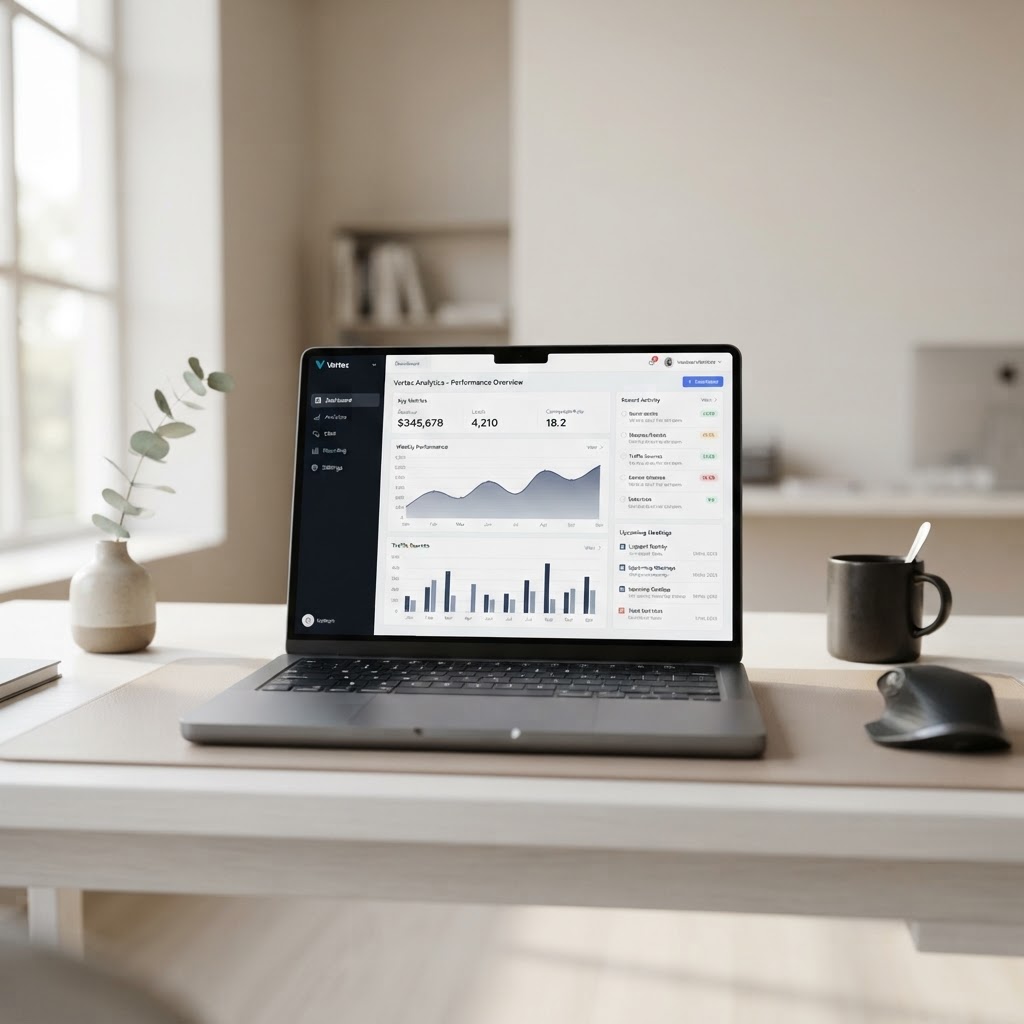 Professional website development laptop mockup on a clean desk