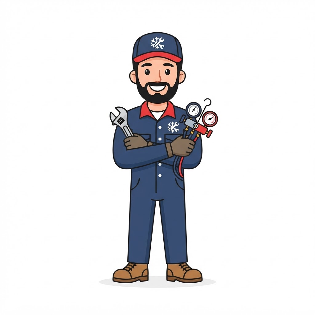 Friendly HVAC technician mascot