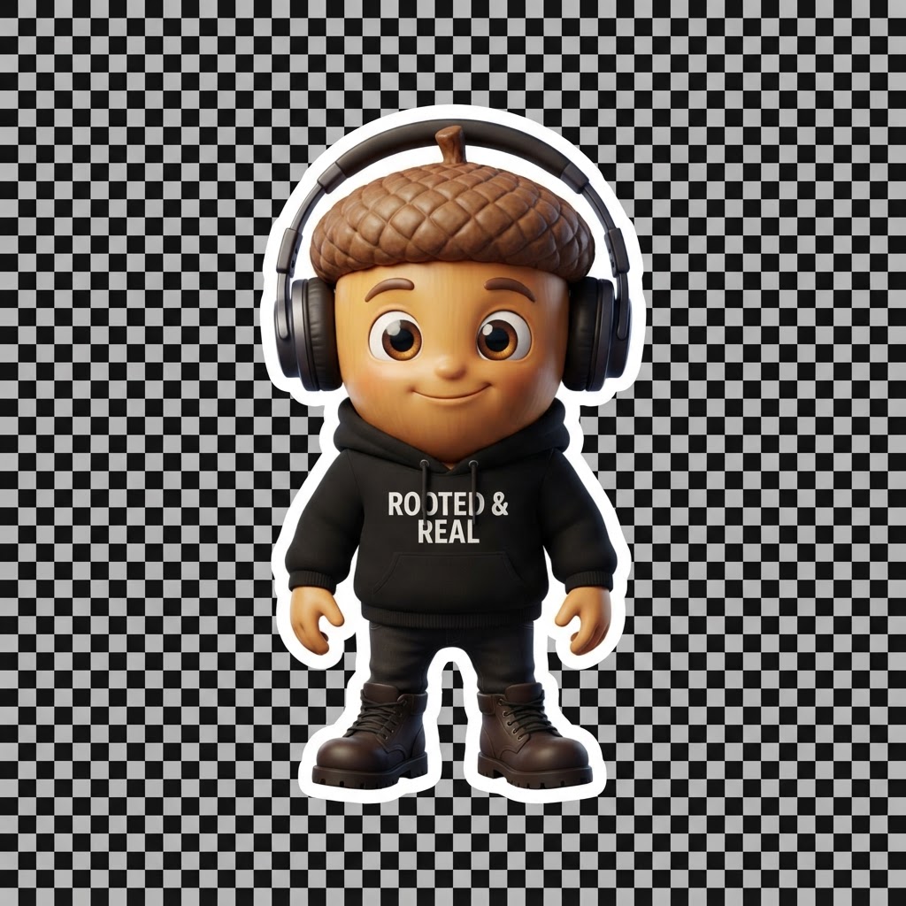 Oakley the Acorn — Rooted & Real mascot