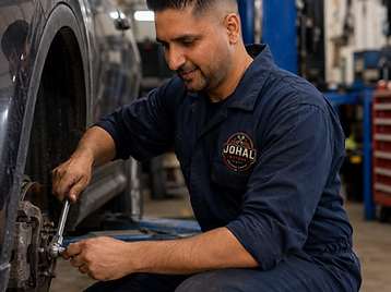 Technician at work in the Johal Motors workshop