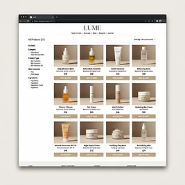 Product catalog page concept — desktop