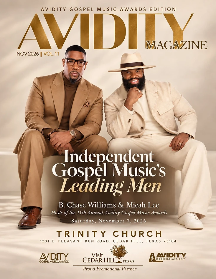 Avidity Magazine November 2026 Volume 11, 11th Annual Gospel Music Awards Edition cover