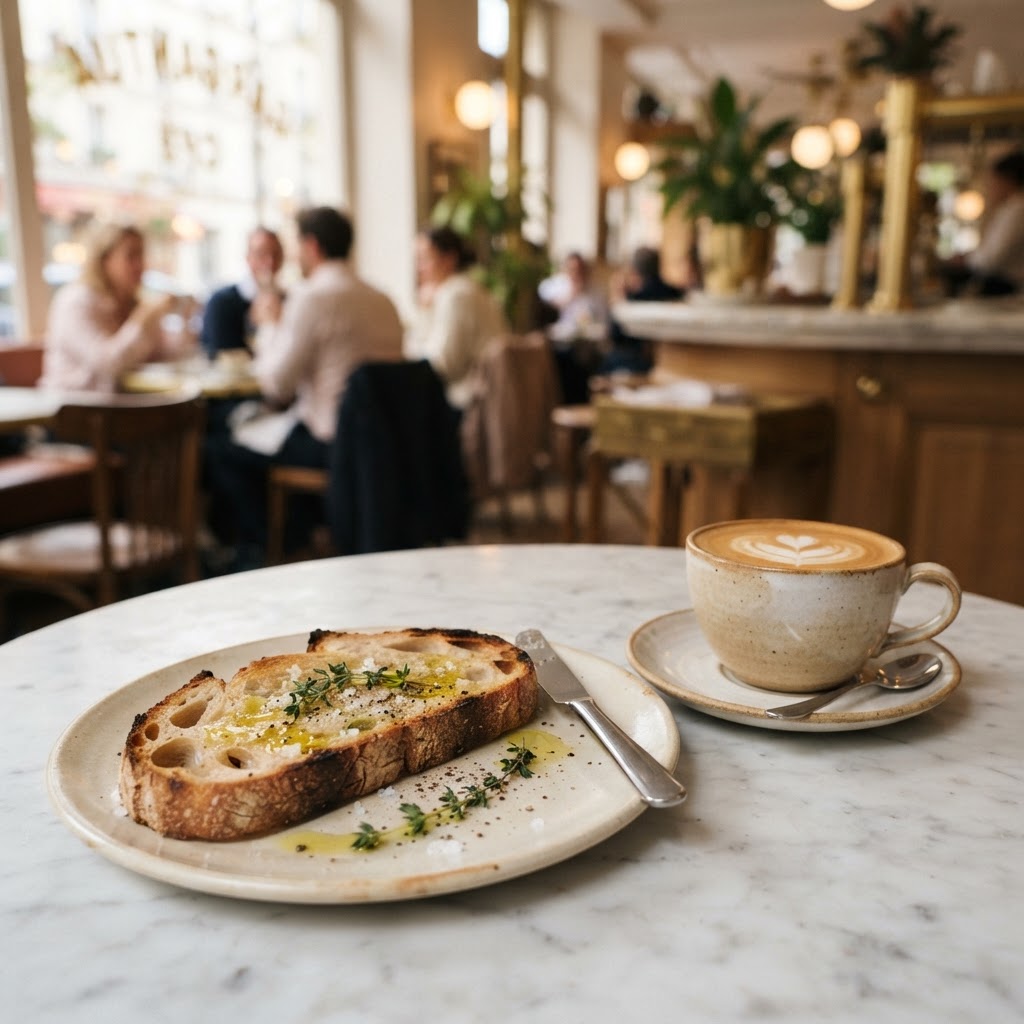 Desayuno Tostada en La Croissantería París Valencia