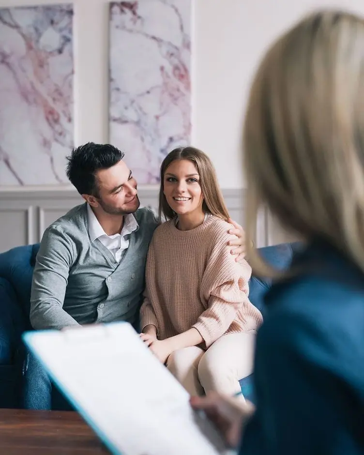 A couple at ease together during a counseling session