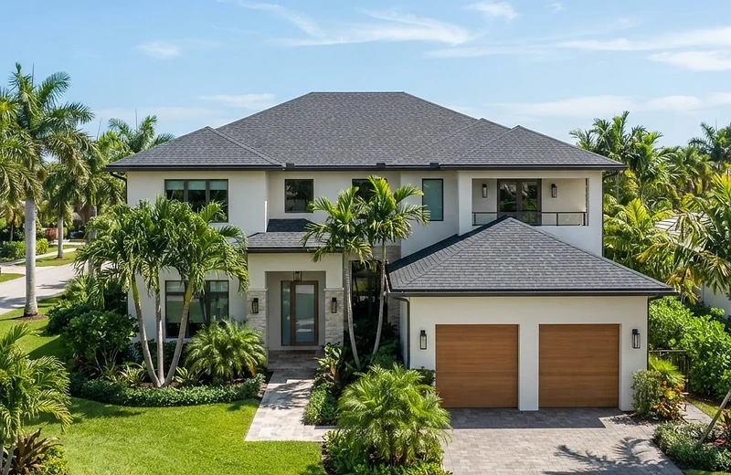 Bright luxury South Florida home with a newly installed architectural shingle roof