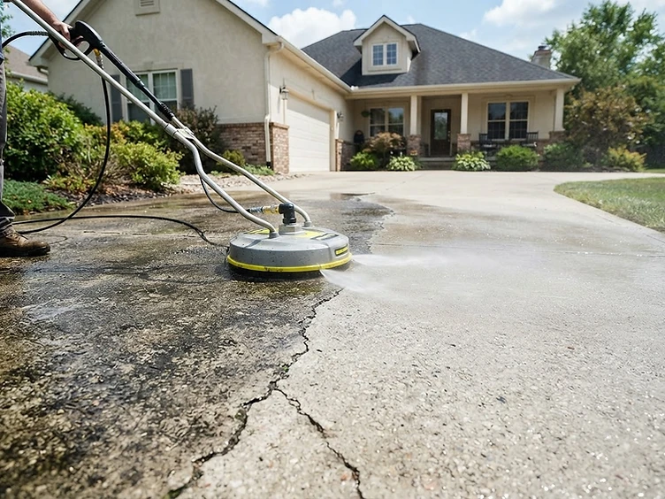Driveway before and after pressure washing before