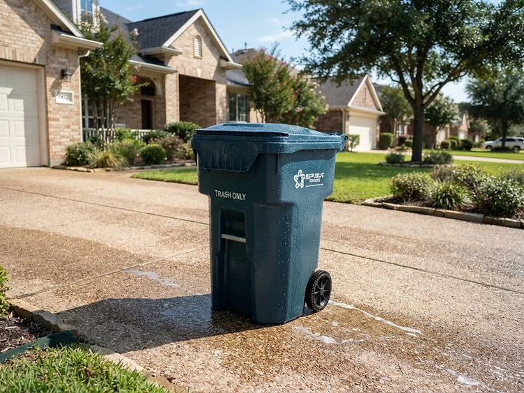 Trash bin before and after cleaning before