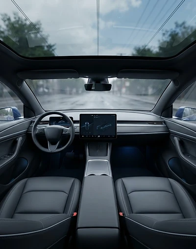 View from inside an electric vehicle