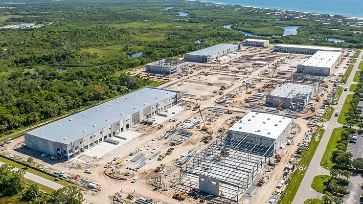 New industrial park under construction in Titusville, Florida.