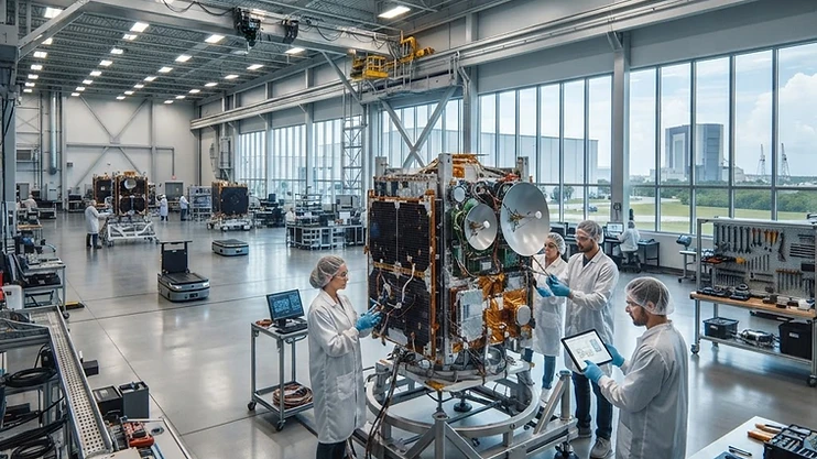 Modern aerospace manufacturing facility in Melbourne, Florida.