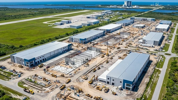 Aerial view of the Space Coast Innovation Park construction site.