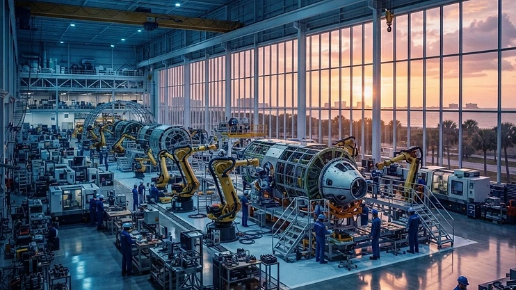 Modern aerospace manufacturing facility in Melbourne, Florida.