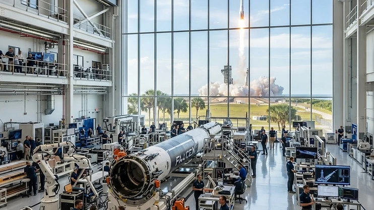Modern aerospace manufacturing facility in Melbourne, Florida.