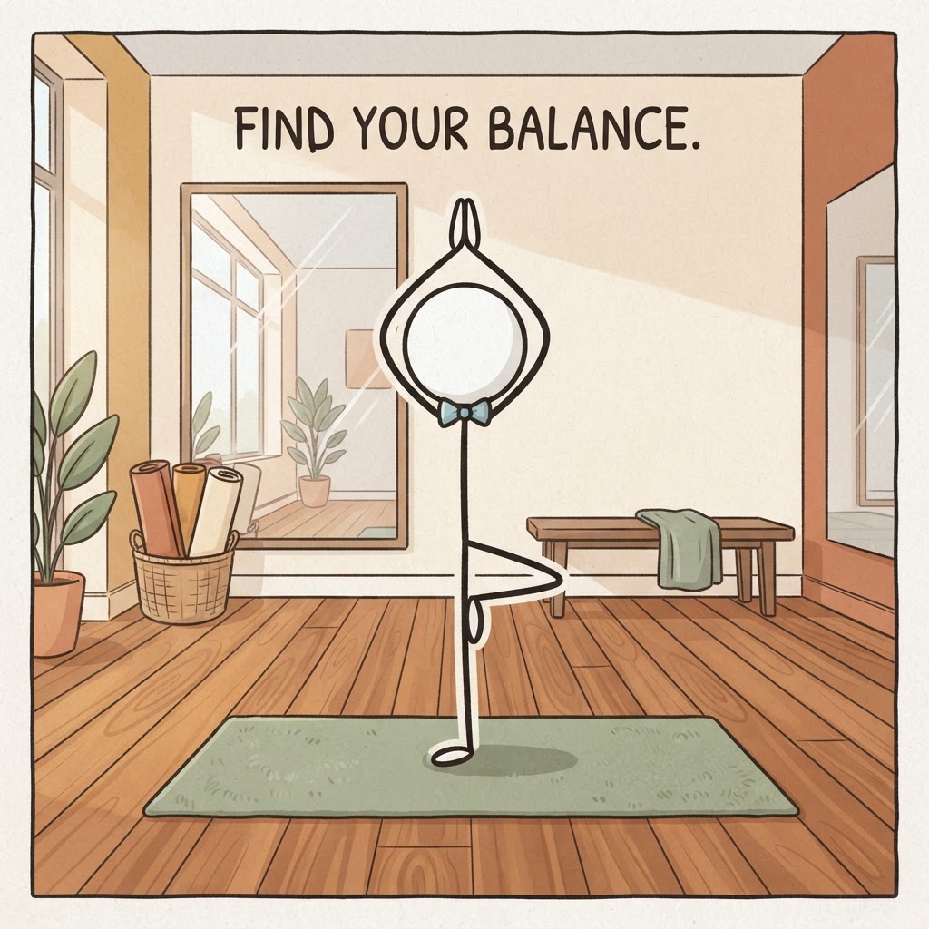 Haciendo la postura de yoga