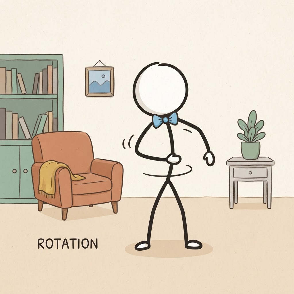 Figura rotando el torso lateralmente