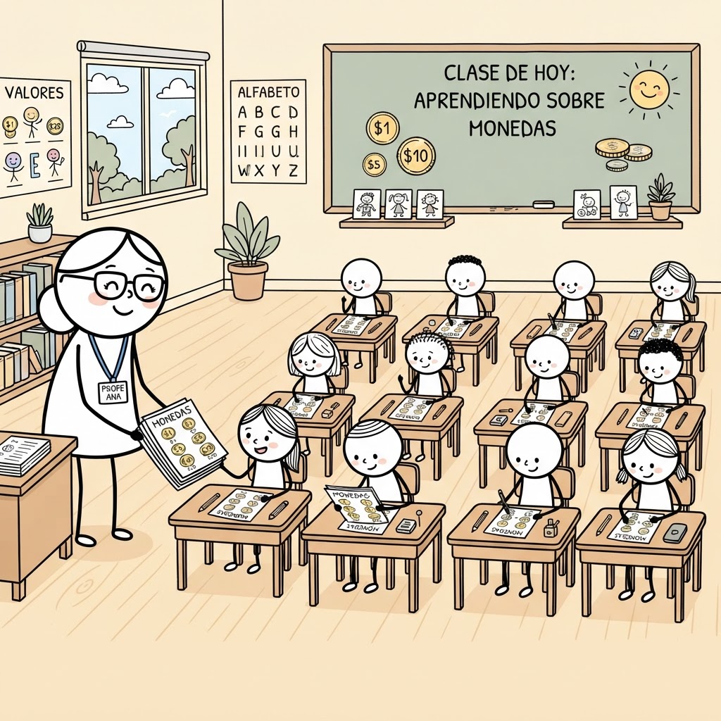 Repartiendo hojas de monedas