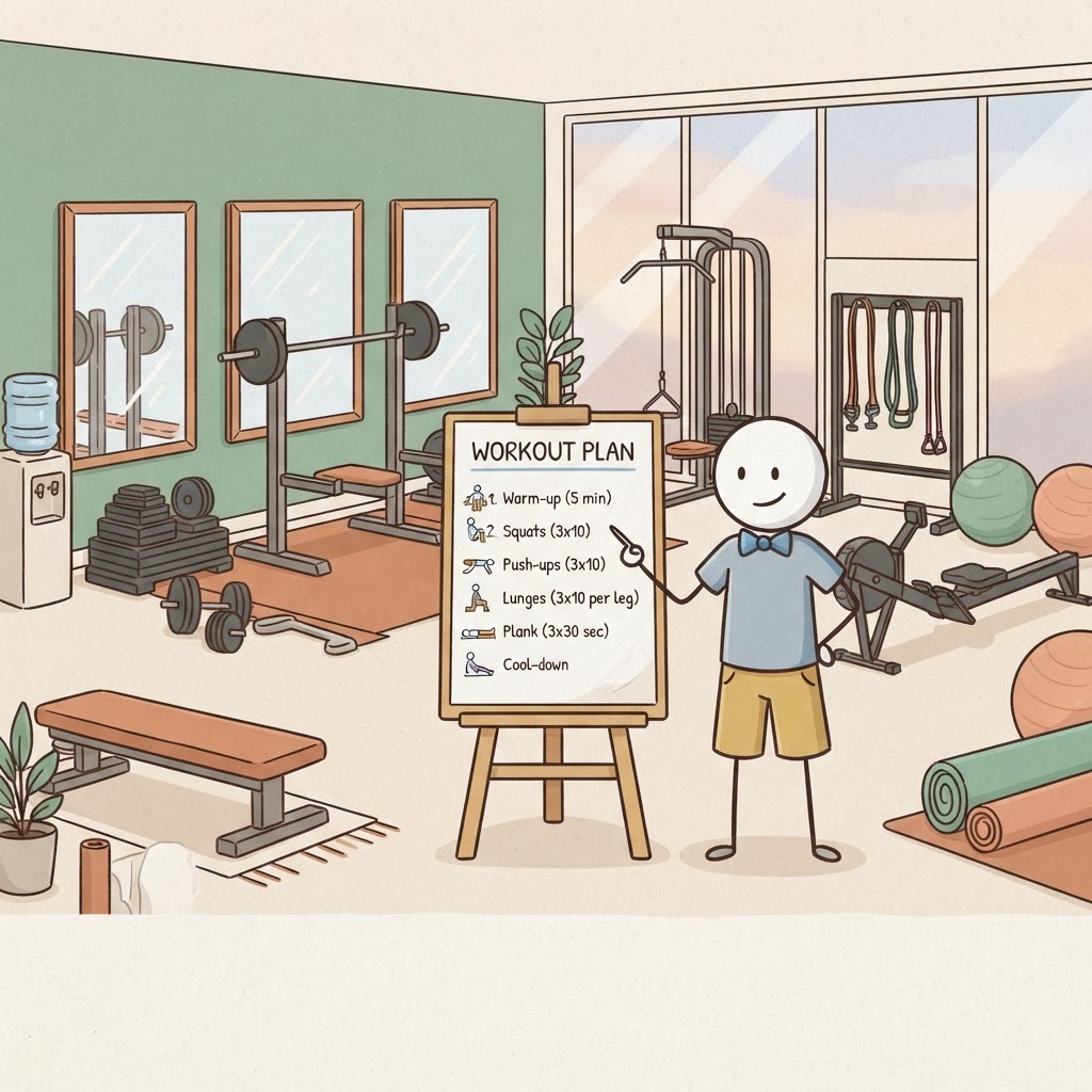 Entrenador señalando el plan de entrenamiento