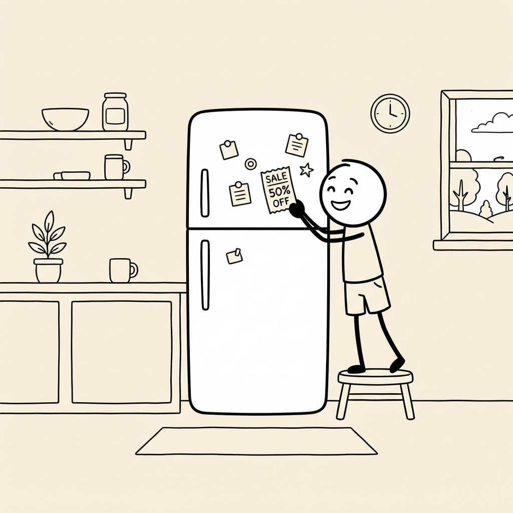 Cupón de descuento en el refrigerador
