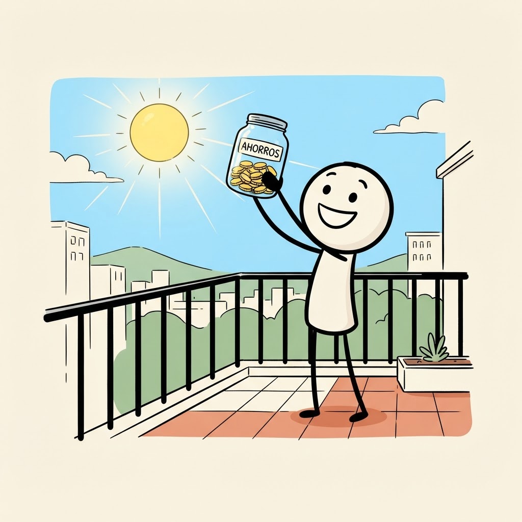 Frasco al sol en el balcón