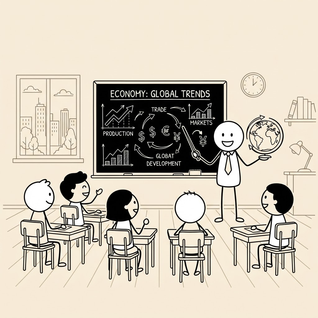 Globo con flechas de economía