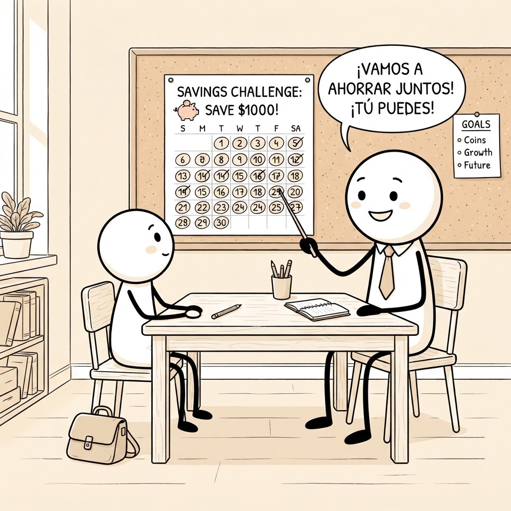 Reto de ahorro en calendario