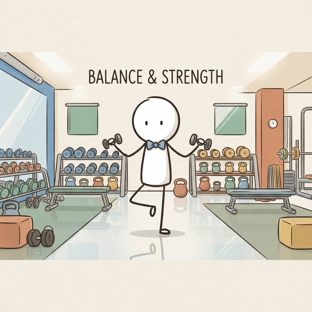 Sosteniendo pesas en equilibrio.