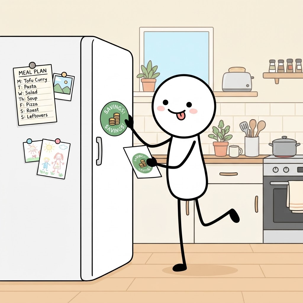 Plan de comidas en el refrigerador