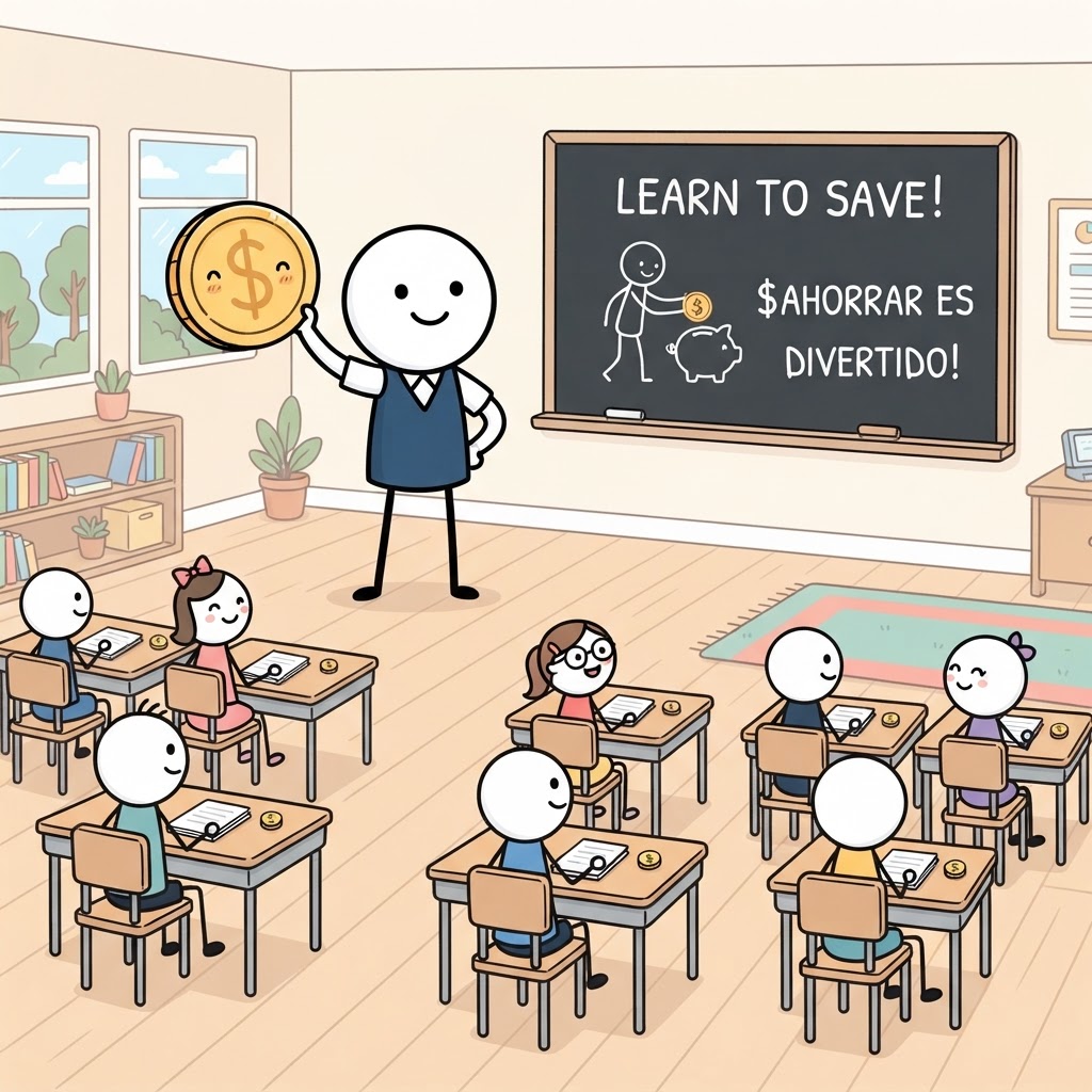 Moneda gigante en la clase
