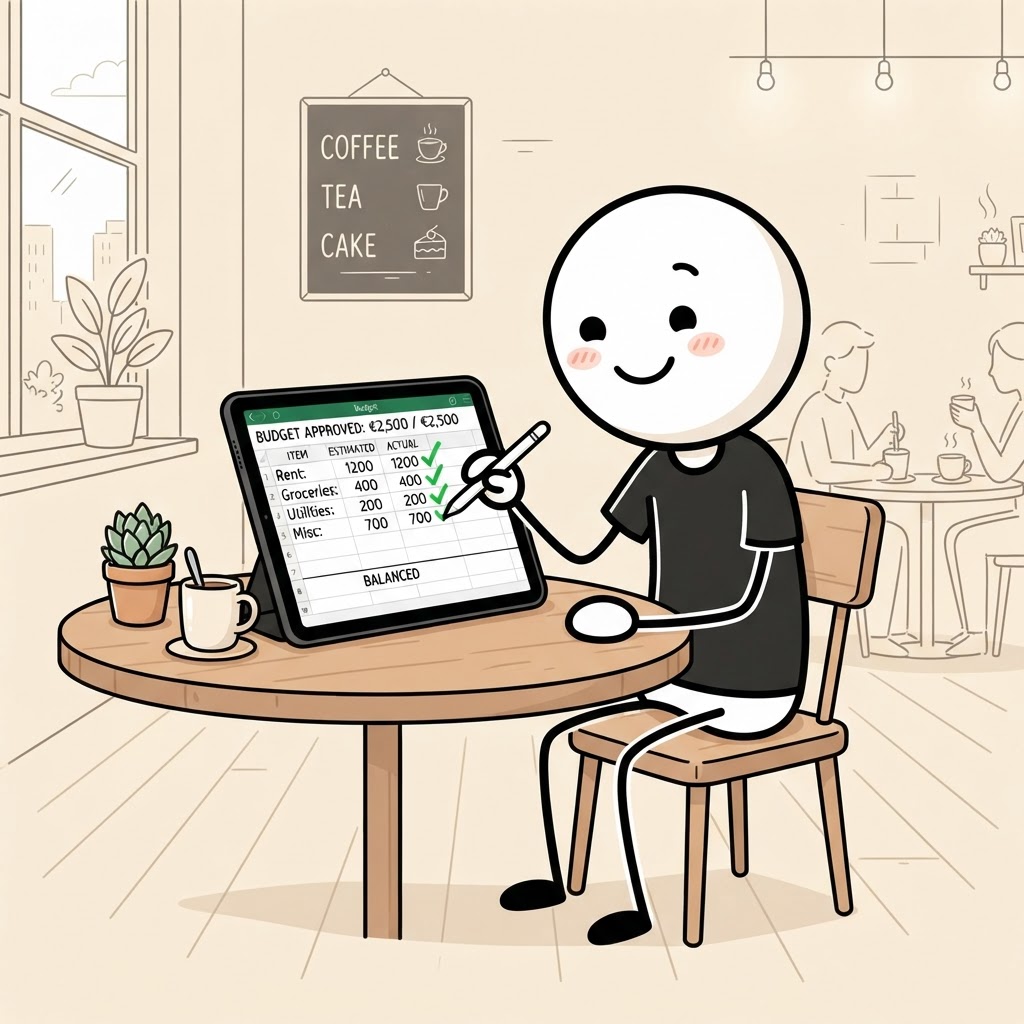 Presupuesto con check verde en tablet