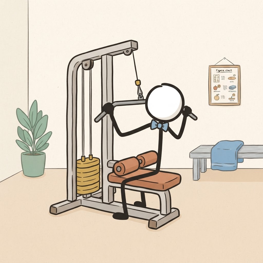 Figura usando máquina de poleas altas.