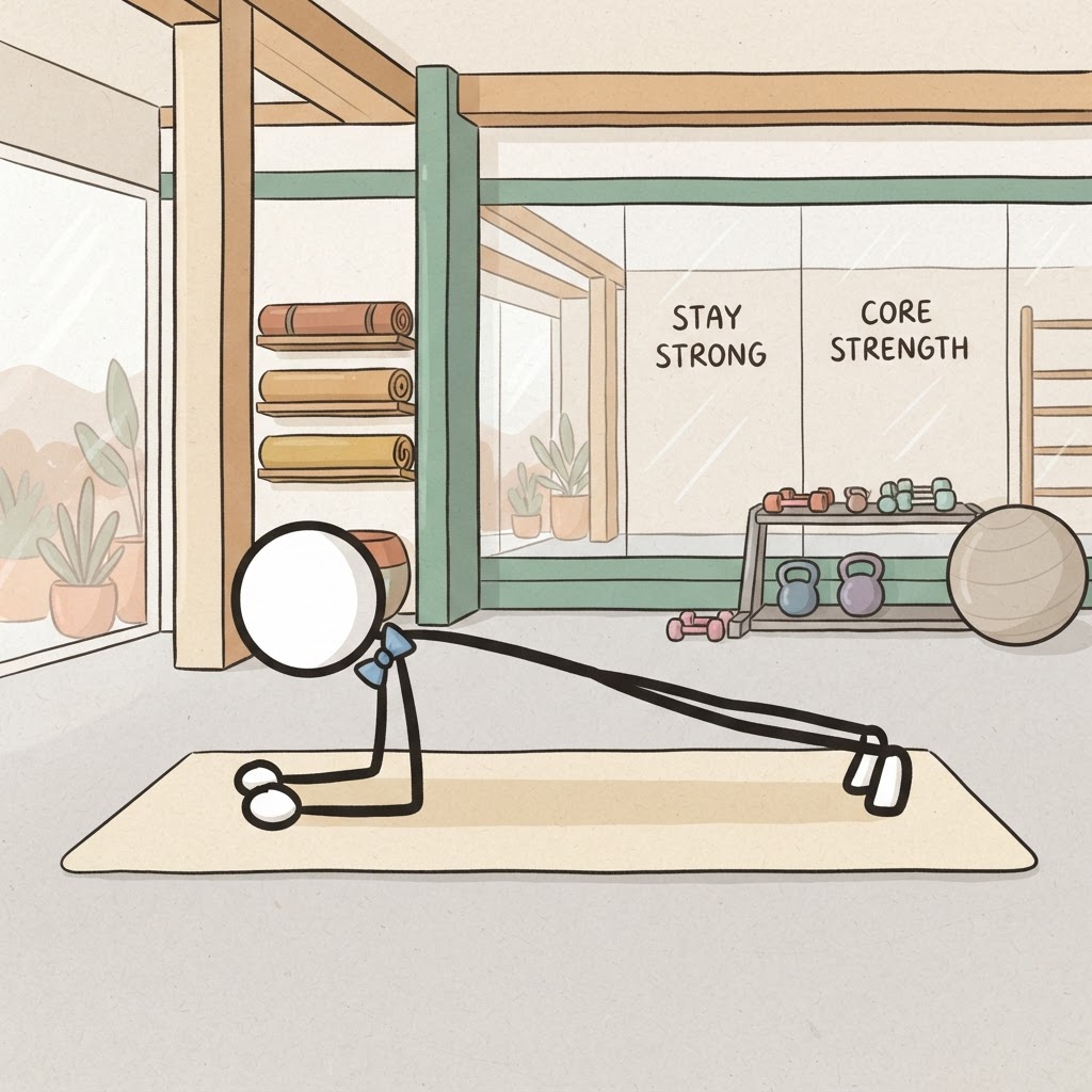 Haciendo plancha abdominal estática.
