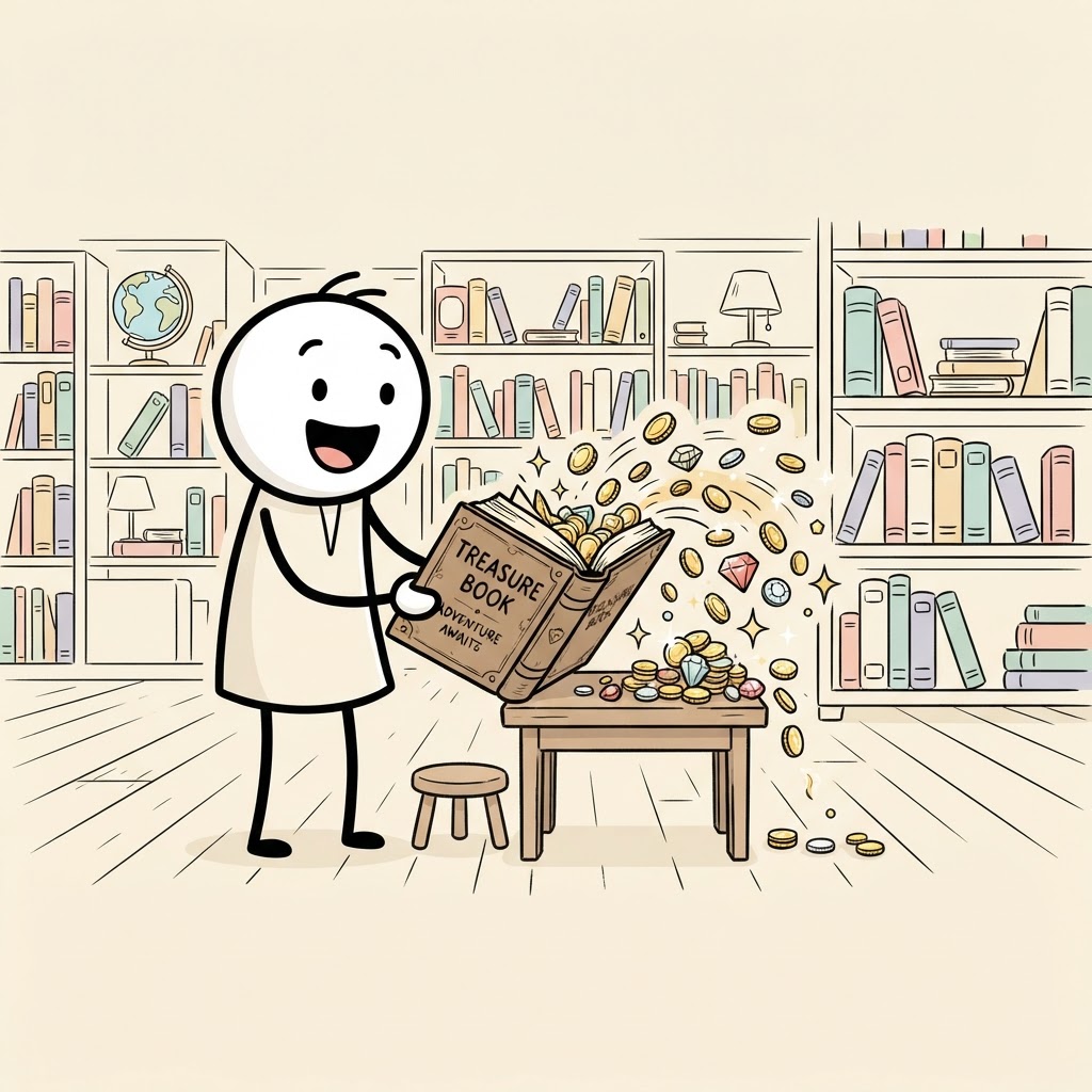 Libro tesoro con monedas