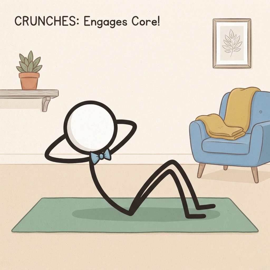 Figura haciendo abdominales sobre una colchoneta.