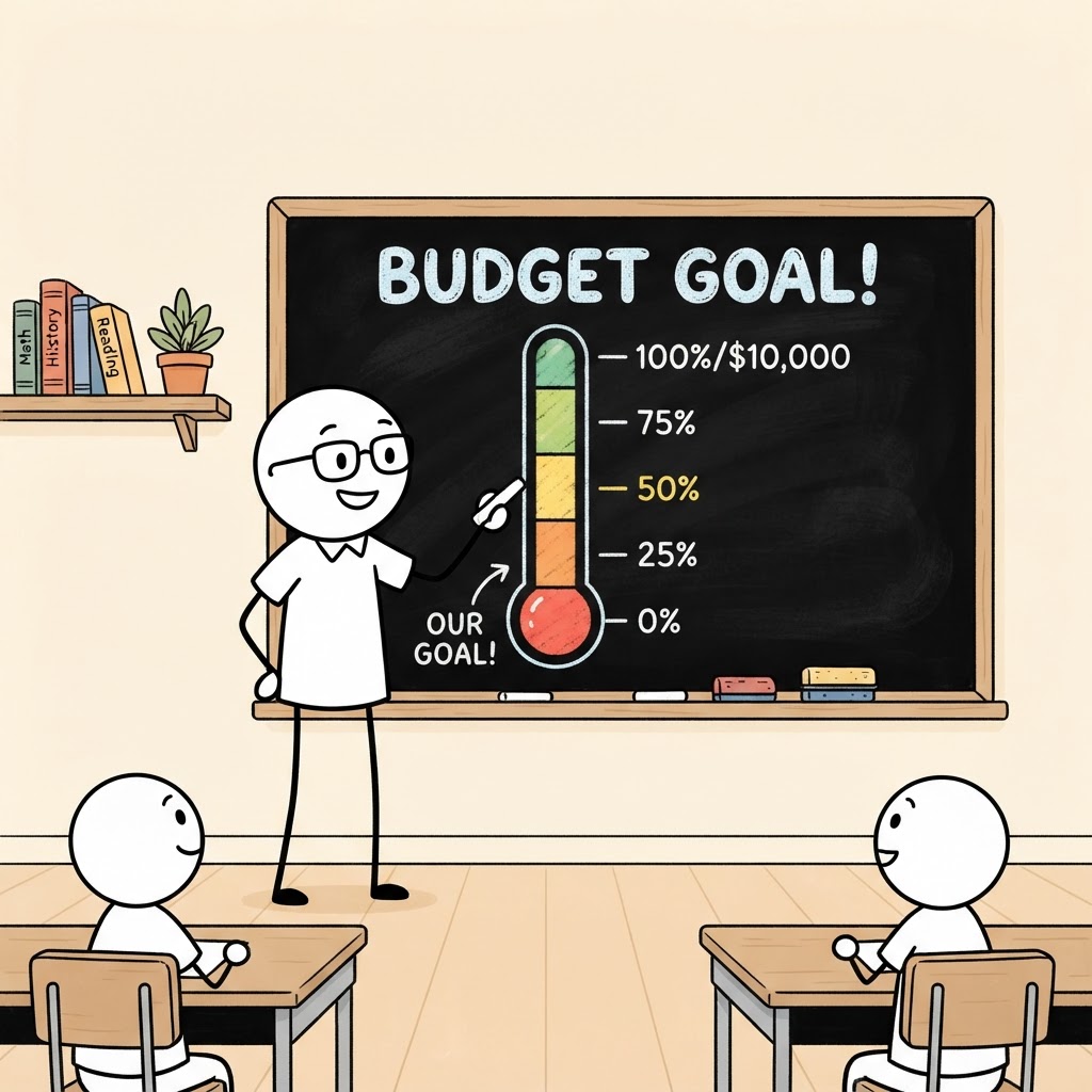 Termómetro de meta en la clase
