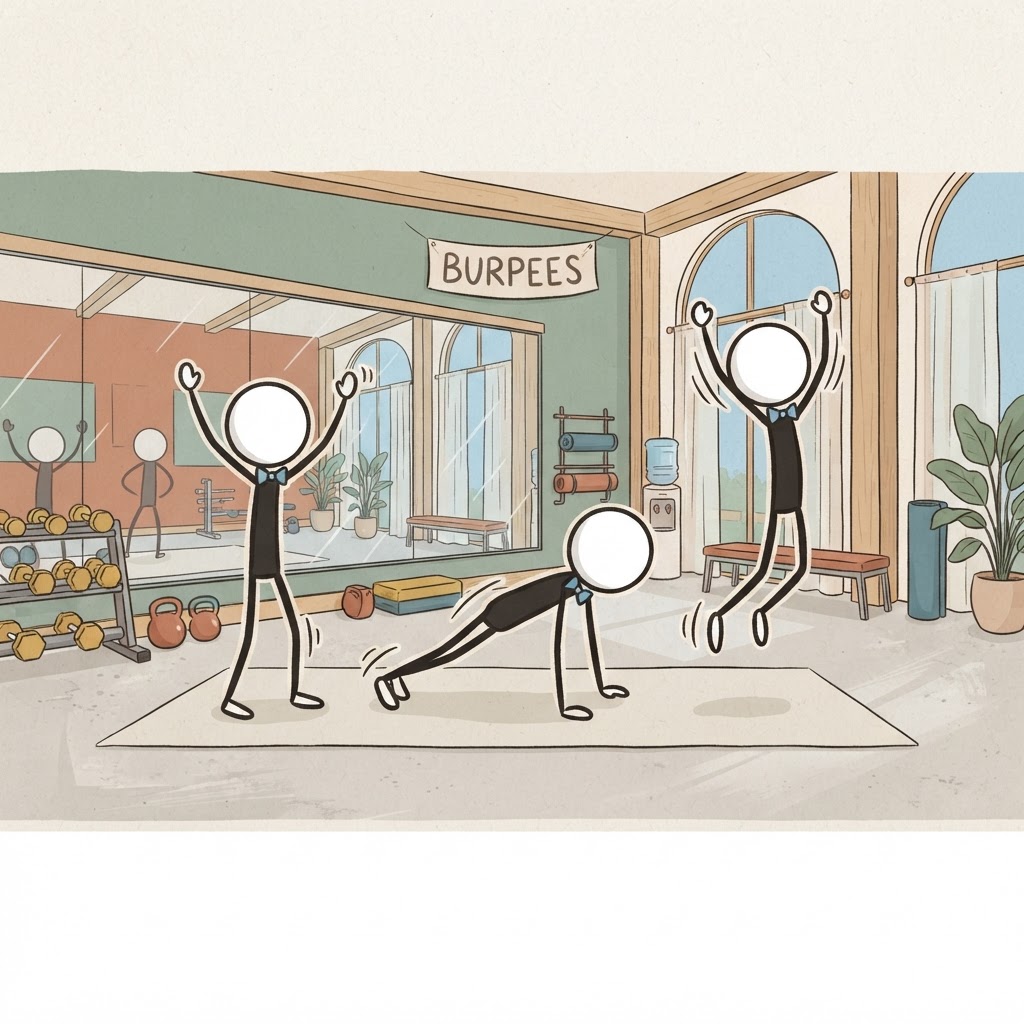 Haciendo burpees de forma dinámica.