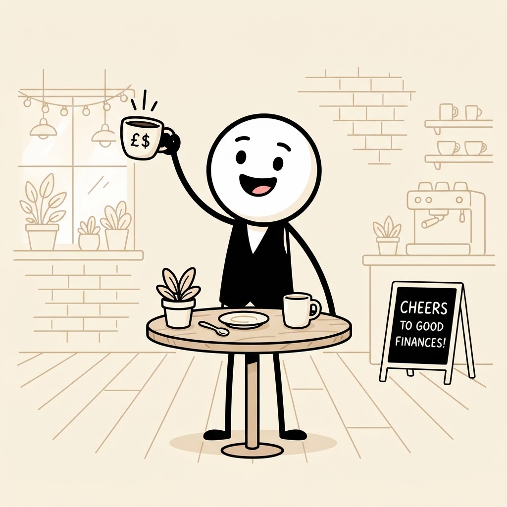 Brindis con café por buenas finanzas