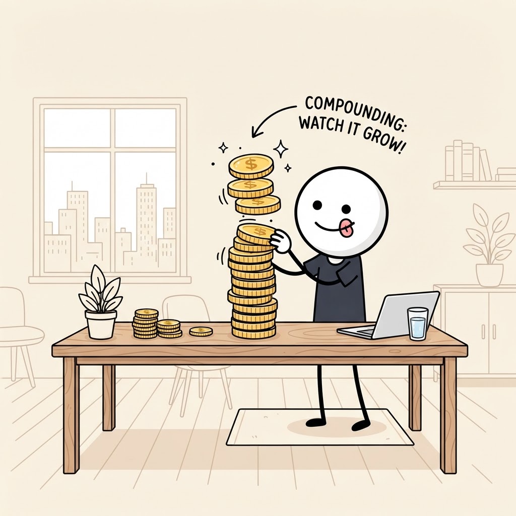 Torre de monedas del interés compuesto