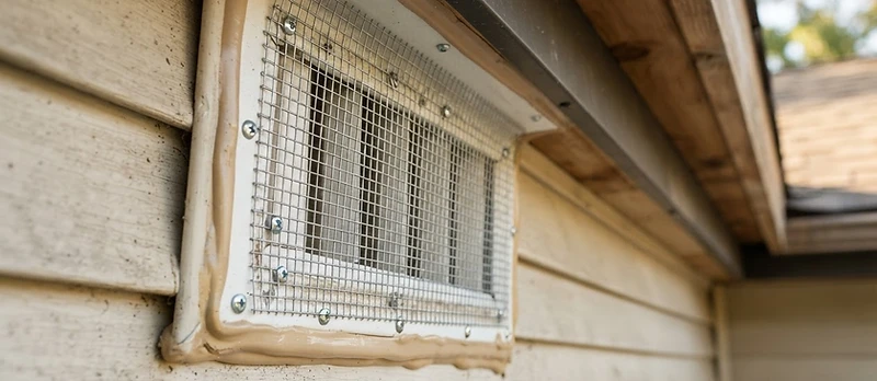 Professional exclusion mesh installed on a soffit vent