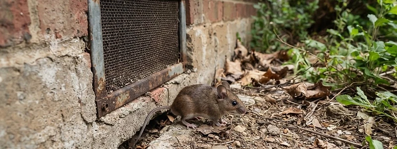 Rodent near a residential foundation gap