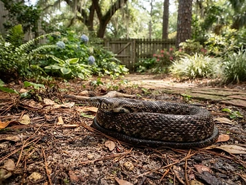 Snake in a residential garden