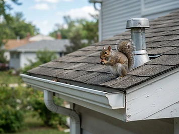 Squirrel on a residential roof