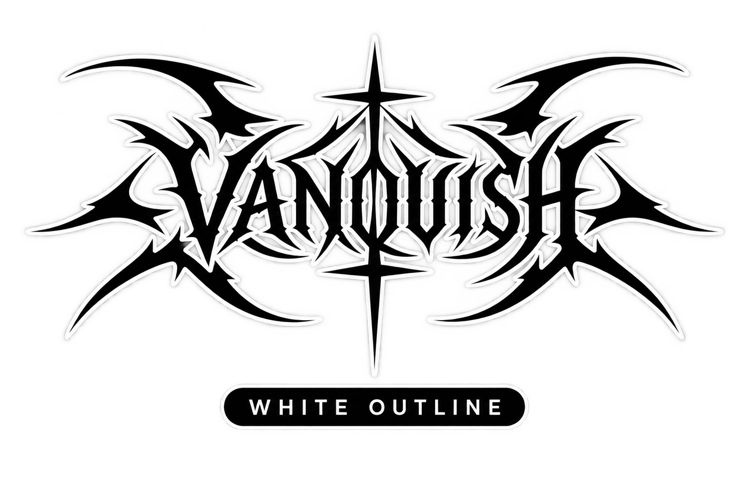 25" Car Banner — White Outline