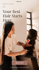 Story advertisement from the Salon demo campaign, promoting hair appointments with a Book Now button