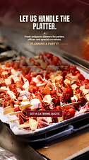 Story advertisement from the Italian Deli demo campaign, promoting antipasto skewers for parties and offices