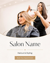 Feed advertisement from the Salon demo campaign, presenting a haircut and styling service with a Book Your Appointment button