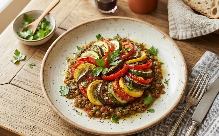 Sebzeli ve Mercimekli Ratatouille tarifi