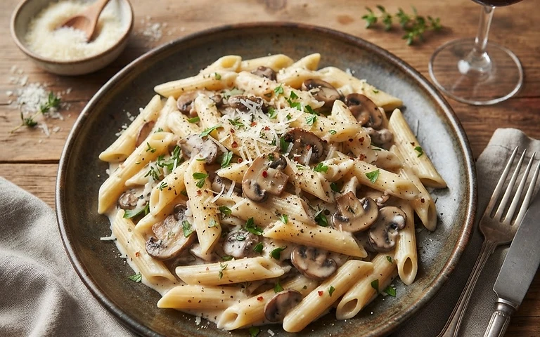 Kremalı Mantarlı Penne tarifi
